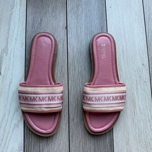 Michael Kors Pink and Cream Slide Sandals